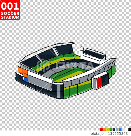 サッカー主要スタジアム アイソメトリック風イラスト 139255848