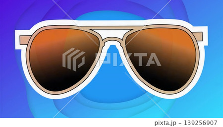 Displaying aviator sunglasses on gradient background, highlighting brown lenses and white outline Displaying aviator sunglasses on gradient background, highlighting brown lenses and white outline 139256907