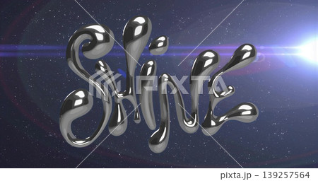 Floating metallic text spelling Shine shimmering across star field, with bright lens flare effect Floating metallic text spelling Shine shimmering across star field, with bright lens flare effect 139257564