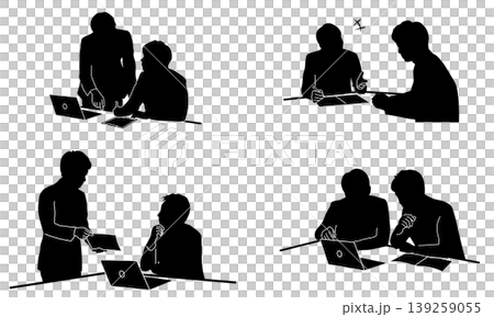 一組描繪老闆和下屬之間商業場景的剪影,包括下達指示和提供回饋。 一組描繪老闆和下屬之間商業場景的剪影,包括下達指示和提供回饋。 139259055