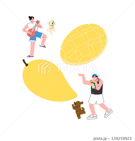 People walk and shop at a street market in the city center on a sunny afternoon. Vendors sell various items and food as groups gather around to look at offers. 139259923