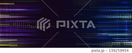 TV pixel glitch game background with noise effect. Fine grain noise and textured static overlay with horizontal lines. Purple yellow vector glitch background for aesthetic music or video 139259954