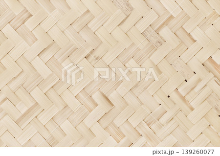 Old bamboo weaving pattern, woven rattan mat texture for background and design art work. 139260077