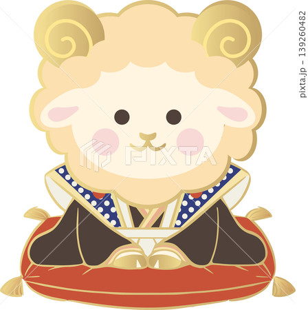 2027年 年賀状素材 未年 ひつじ 福助人形 正月 アイコン 縁起物 かわいい モダン イラスト 2027年 年賀状素材 未年 ひつじ 福助人形 正月 アイコン 縁起物 かわいい モダン イラスト 139260482