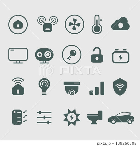 Smart home and IoT security technology icon set Smart home and IoT security technology icon set 139260508