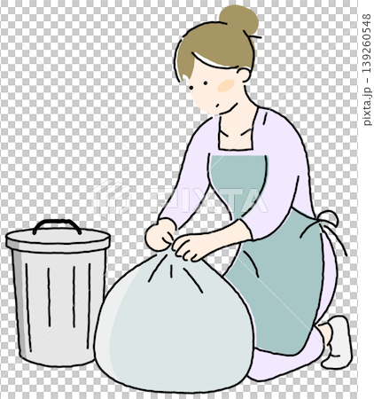 ゴミを出す主婦 ゴミを出す主婦 139260548
