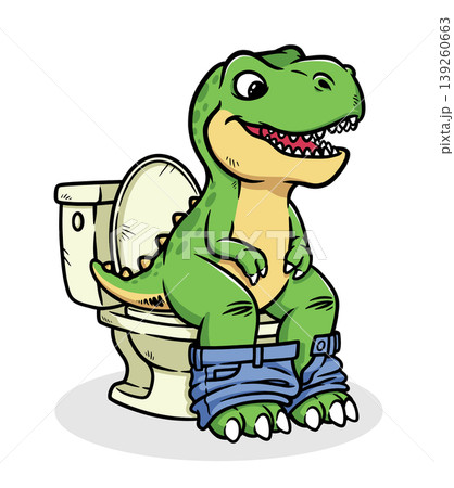 Dino sits on the toilet Dino sits on the toilet 139260663