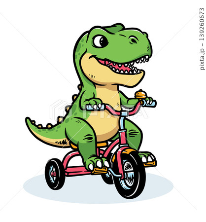 Dino is riding a tricycle Dino is riding a tricycle 139260673