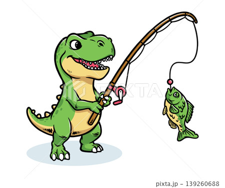 Dino gets fish from fishing Dino gets fish from fishing 139260688