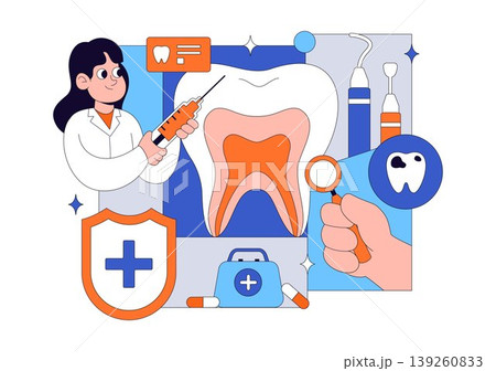 Dentist Vector Illustration featuring Dental Care Check Up Oral Hygiene Tooth Treatment Clinic Equipment Medical Health Design Dentist Vector Illustration featuring Dental Care Check Up Oral Hygiene Tooth Treatment Clinic Equipment Medical Health Design 139260833