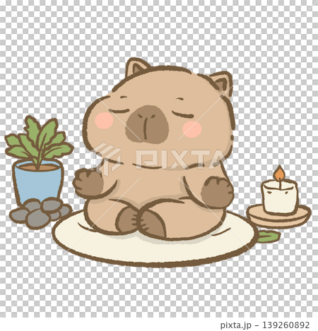Kawaii Meditating Capybara Clipart Cute Zen Capybara Meditation Yoga Relaxing Animal Mindfulness Spa Calm Illustration Kawaii Meditating Capybara Clipart Cute Zen Capybara Meditation Yoga Relaxing Animal Mindfulness Spa Calm Illustration 139260892