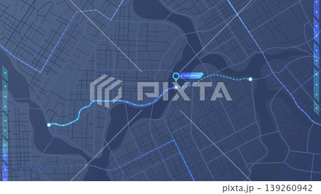 Online location tracking with data of arrive time on city map. Huge city map with roads streets as background. Vector illustration Online location tracking with data of arrive time on city map. Huge city map with roads streets as background. Vector illustration 139260942