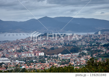 Stunning panoramic view of the Ria de Vigo and Cies Islands from Monte Alba 139261040
