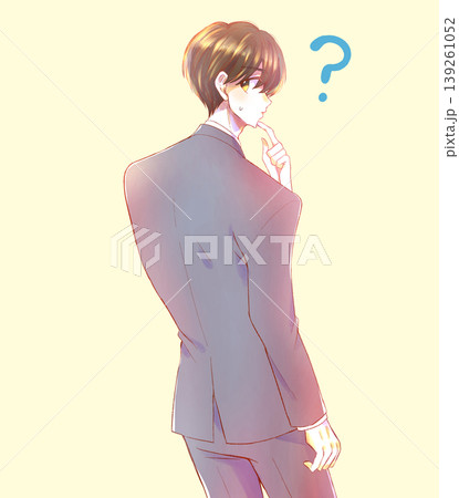 振り向くスーツの男性会社員 汗 ハテナ 振り向くスーツの男性会社員 汗 ハテナ 139261052