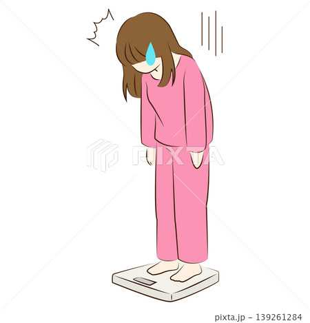 体重測定でショックを受ける女性のイラスト 139261284