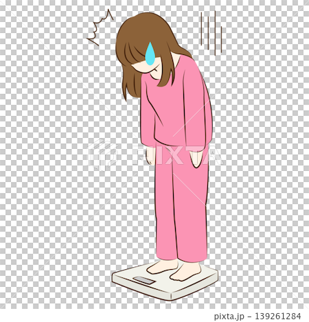 体重測定でショックを受ける女性のイラスト 139261284