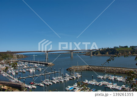 A panoramic view of the Ponte dos Santos bridge connecting Galicia and Asturias from Ribadeo, Spain. A panoramic view of the Ponte dos Santos bridge connecting Galicia and Asturias from Ribadeo, Spain. 139261355