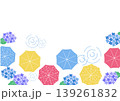 梅雨の背景イラスト　バナー　雨の背景　梅雨素材　雨素材　天気　紫陽花　雨　傘　 139261832