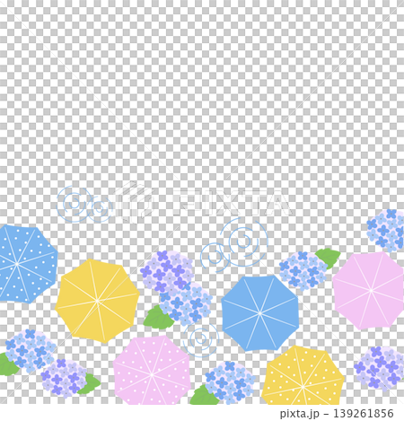 Rainy season background illustration, banner, rain background, rainy season material, rain material, weather, hydrangea, rain, umbrella 139261856