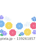 梅雨の背景イラスト　バナー　雨の背景　梅雨素材　雨素材　天気　紫陽花　雨　傘　 139261857