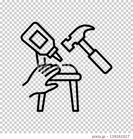 Furniture Repair with Glue and Hammer Icon 139262027