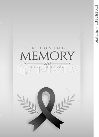 black mourning ribbon with in loving memory text 139263013