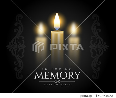 burning memorial candles vector rest in peace black background 139263028