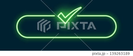 glowing neon certified checkmark tick box design glowing neon certified checkmark tick box design 139263189