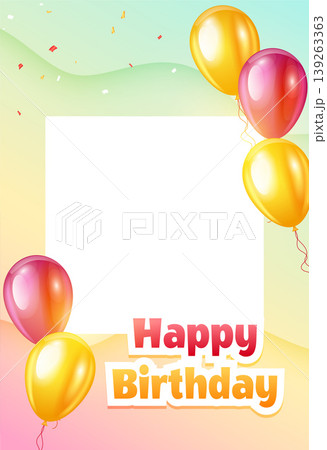realistic happy birthday party border frame poster design realistic happy birthday party border frame poster design 139263363