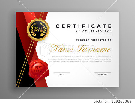 red white certificate of honor template in printable design 139263365