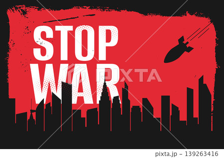 stop war skyline city grungy texture poster with falling bomb stop war skyline city grungy texture poster with falling bomb 139263416