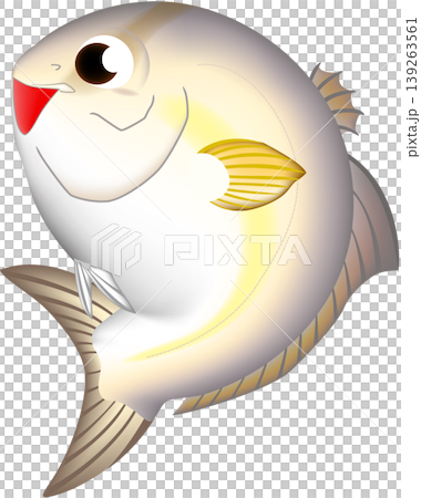 かわいい魚イラスト　「カンパチ」　ベクター形式　白背景単体 139263561