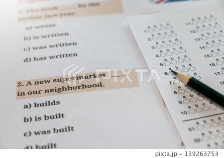 concept of taking English exam in classroom concept of taking English exam in classroom 139263753
