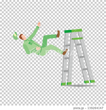 Male worker falling from stepladder 139264147