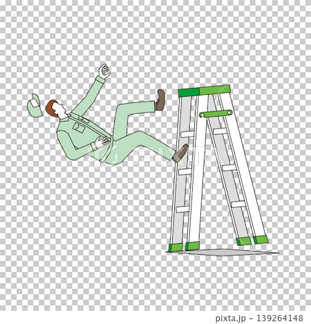 Male worker falling from stepladder Male worker falling from stepladder 139264148