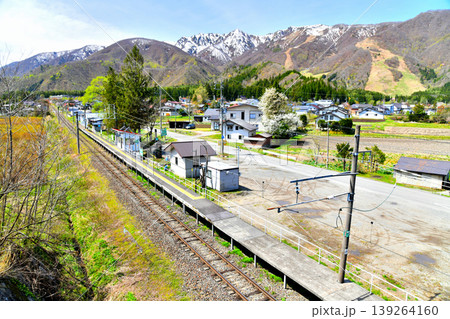 JR大糸線 飯森駅付近より白馬五竜スキー場方面を望む(長野県白馬村)【2026.4】 JR大糸線 飯森駅付近より白馬五竜スキー場方面を望む(長野県白馬村)【2026.4】 139264160