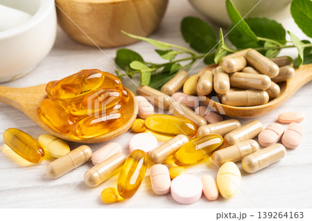 Alternative medicine herbal organic capsule drug herb. 139264163