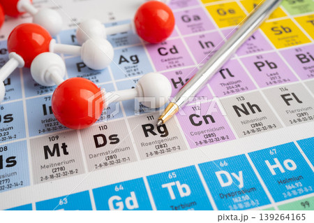 Molecules chemical on a periodic table background. 139264165