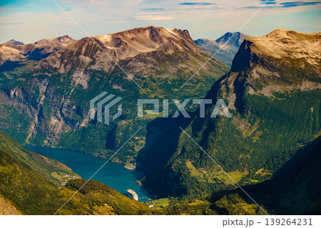 Geirangerfjord from Dalsnibba viewpoint, Norway 139264231