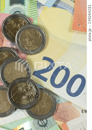 European currency coins and bills for financial concepts European currency coins and bills for financial concepts 139264281