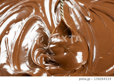 Macro shot of glossy delicious cocoa nut butter on spoon Macro shot of glossy delicious cocoa nut butter on spoon 139264314
