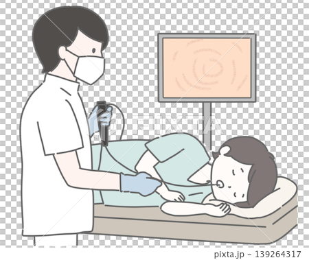 The doctor inserted an endoscope into the man's stomach. 139264317