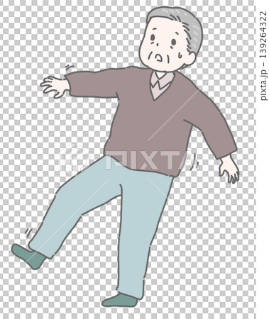 An elderly man loses his balance and stumbles indoors. An elderly man loses his balance and stumbles indoors. 139264322