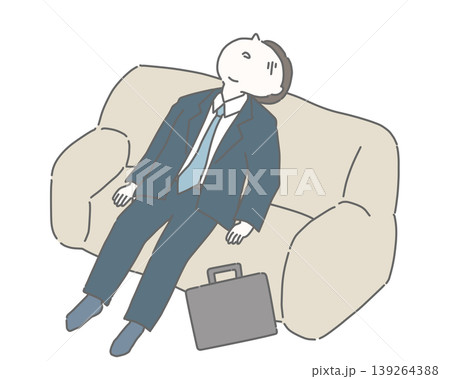 ソファでのけぞって動けないスーツの男性 139264388