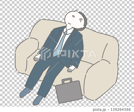 ソファでのけぞって動けないスーツの男性 139264388