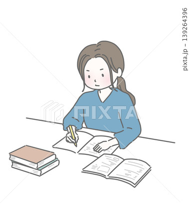 勉強をする女性 勉強をする女性 139264396