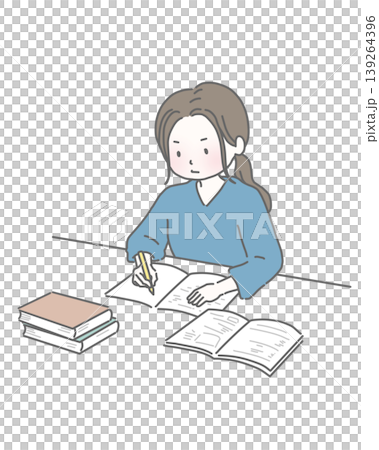 勉強をする女性 勉強をする女性 139264396