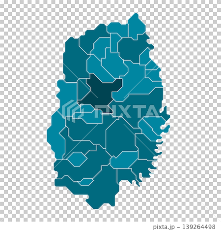 岩手県の市町村地図（行政区分・境界線） 139264498