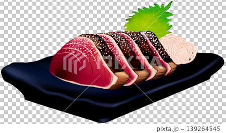 [向量格式] 炙烤鰹魚（Katsuo no Tataki） - 食品插圖 139264545