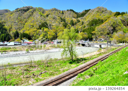 サンテインおたり、中央橋／姫川周辺を望む(長野県小谷村)【2026.4】 139264854